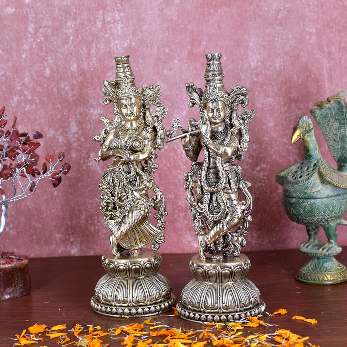 White Whale Superfine Brass Radha Krishna Idol Statue Home Decor Figurine