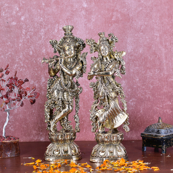 White Whale Superfine Brass Radha Krishna Idol Statue Home Decor Figurine