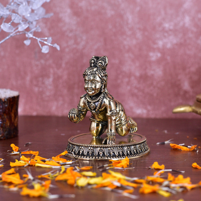 White Whale Superfine Little Krishna Idol India Hind Hindu God Brass Sculpture Makhan Krishna Statue Decor Gift