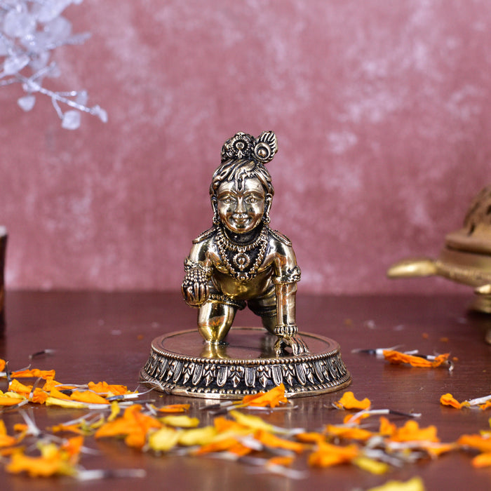 White Whale Superfine Little Krishna Idol India Hind Hindu God Brass Sculpture Makhan Krishna Statue Decor Gift