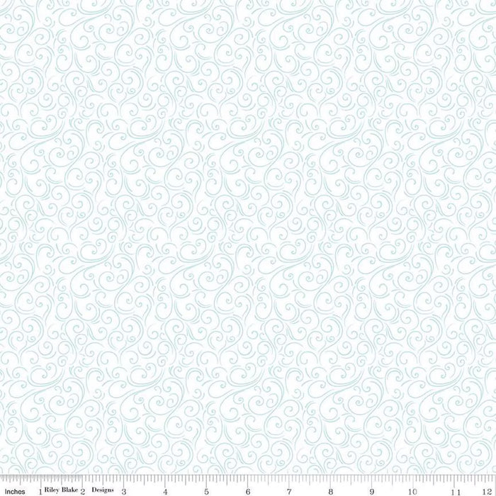 Winter Magic Swirls White Yardage for RBD-C16366 WHITE - PRICE PER 1/2 YARD