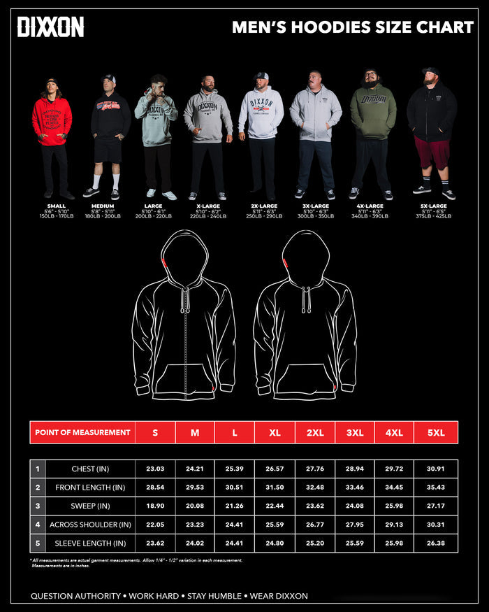 Working Class Gear Zip Up Hood - Black