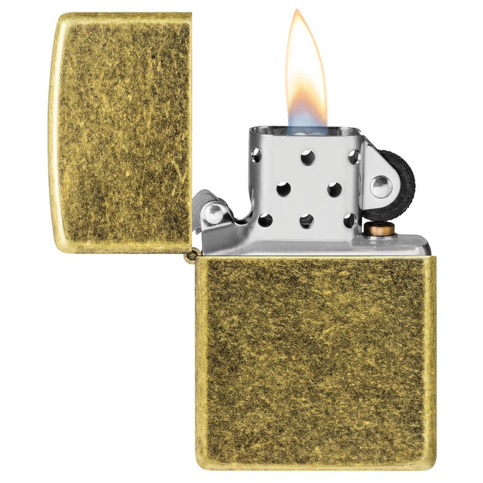 Zippo Lighter: Antique Brass - Antique Brass 201FB