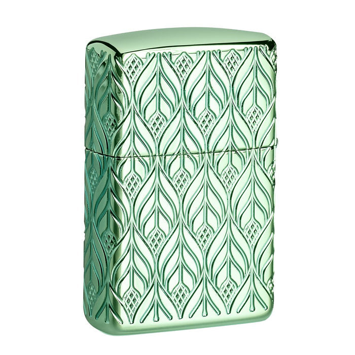 Zippo Lighter: Armor MultiCut Elegant Dragon - High Polish Green 49054