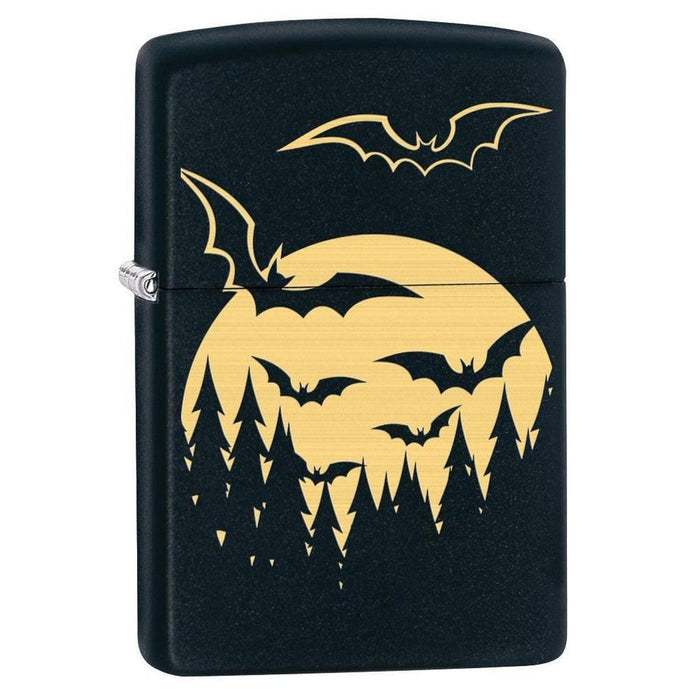 Zippo Lighter: Bats and Full Moon, Engraved - Black Matte 78054 - Gear Exec (1975603527795)