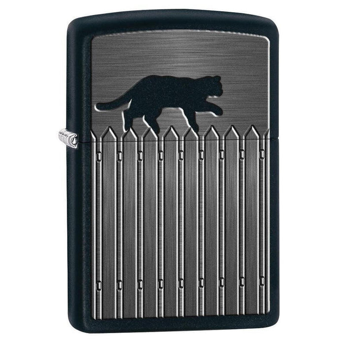 Zippo Lighter: Cat On A Picket Fence - Black Matte 78042 - Gear Exec (1975603396723)