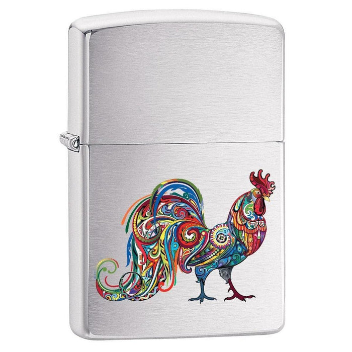 Zippo Lighter: Colorful Rooster - Brushed Chrome 78096 - Gear Exec (1975604150387)