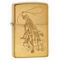 Zippo Lighter: Cowboy with Lasso on Horse - Brushed Brass 80238 (2029570785395)