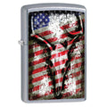 Zippo Lighter: Deer Skull and American Flag - Street Chrome 79572 - Gear Exec (1975627382899)