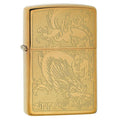 Zippo Lighter: Dragon, Engraved - Brushed Brass 79464 - Gear Exec (1975625384051)