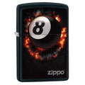 Zippo Lighter: Eight Ball on Fire - Black Matte 79188 - Gear Exec (1975619911795)
