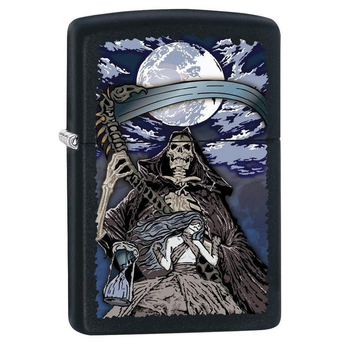 Zippo Lighter: Grim Reaper and Moon - Black Matte 79245 - Gear Exec (1975621025907)