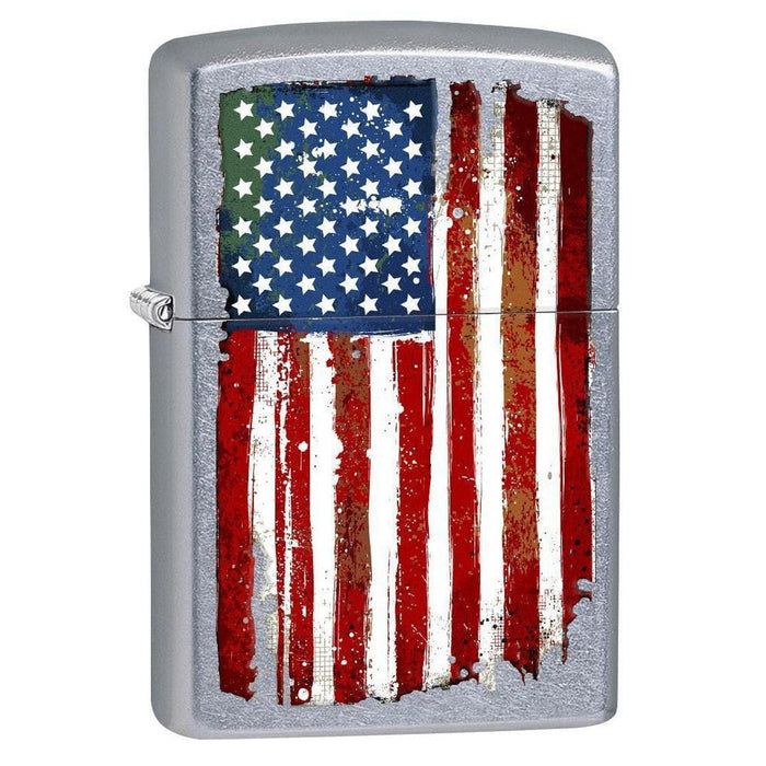 Zippo Lighter: Grunge American Flag - Street Chrome 77406 - Gear Exec (1975594582131)