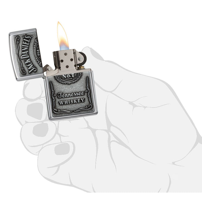 Zippo Lighter: Jack Daniels Pewter Emblem - HP Chrome 250JD.427