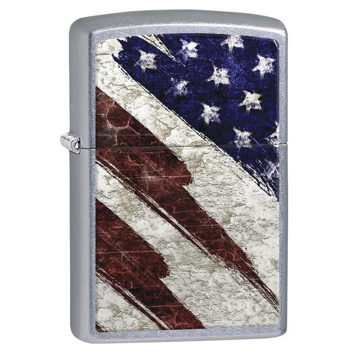Zippo Lighter: Rustic United States Flag - Street Chrome 78540 (1975610540147)