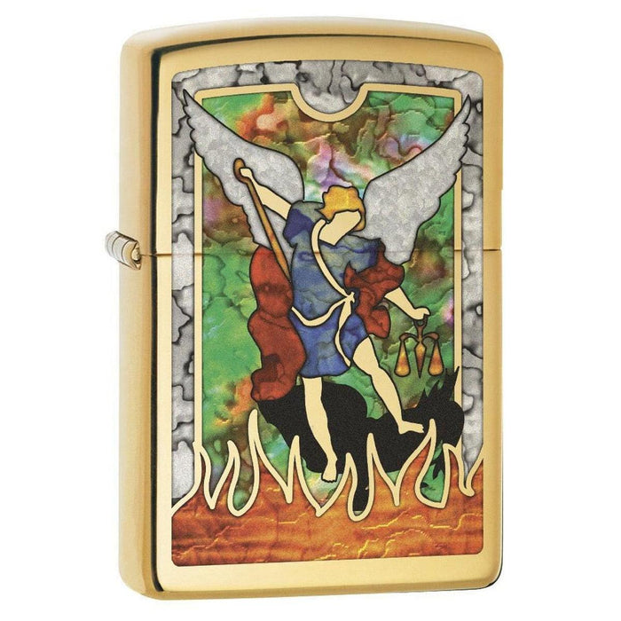 Zippo Lighter: Saint Michael the Archangel, Fusion - High Polish Brass 79107 (1975618764915)
