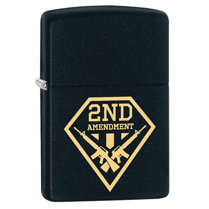 Zippo Lighter: Second Amendment Gun Shield - Black Matte 79551 (1975626989683)