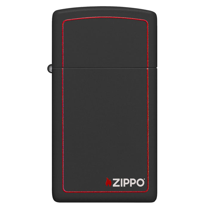 Zippo Lighter: Slim with Zippo Logo - Black Matte 1618ZB