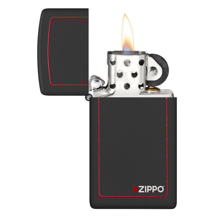 Zippo Lighter: Slim with Zippo Logo - Black Matte 1618ZB