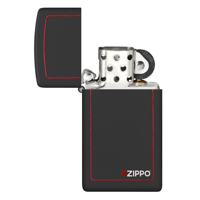 Zippo Lighter: Slim with Zippo Logo - Black Matte 1618ZB