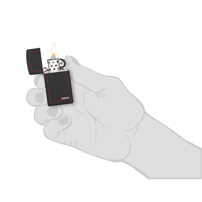 Zippo Lighter: Slim with Zippo Logo - Black Matte 1618ZB