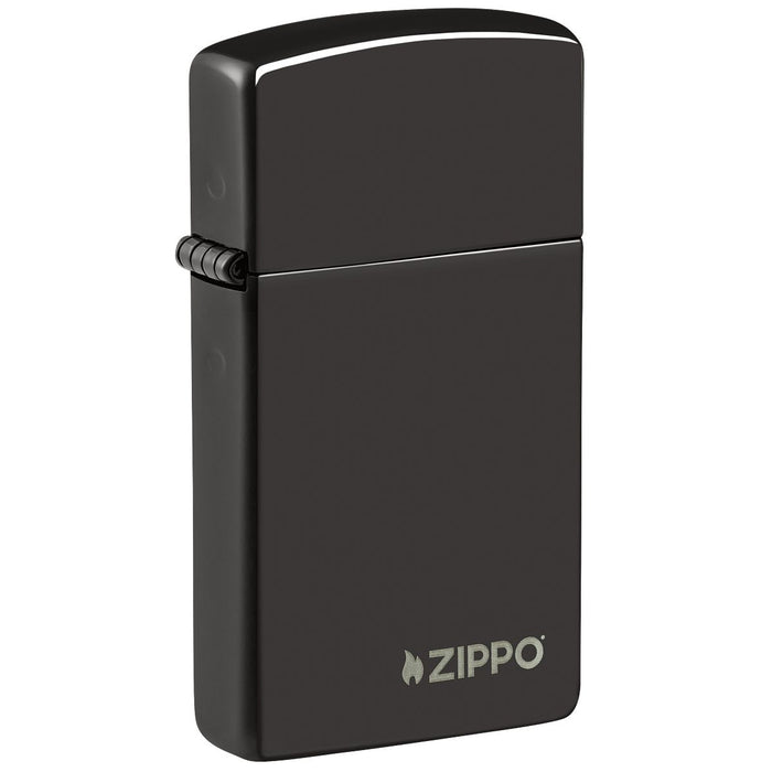Zippo Lighter: Slim with Zippo Logo - Ebony 28123ZL