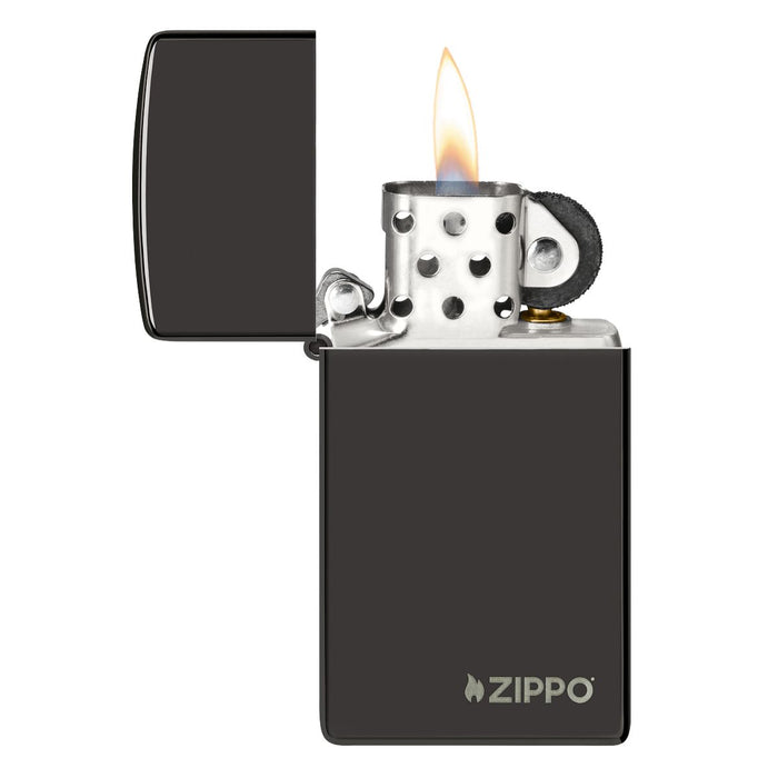 Zippo Lighter: Slim with Zippo Logo - Ebony 28123ZL