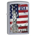 Zippo Lighter: Statue of Liberty and American Flag - Street Chrome 79227 (1975620763763)