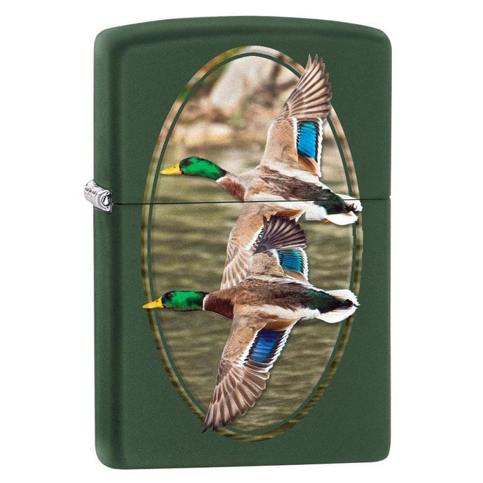 Zippo Lighter: Two Ducks Flying - Green Matte 80160 (2029569867891)