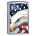 Zippo Lighter: USA Bald Eagle and Flag - Street Chrome 78591 (1975611261043)