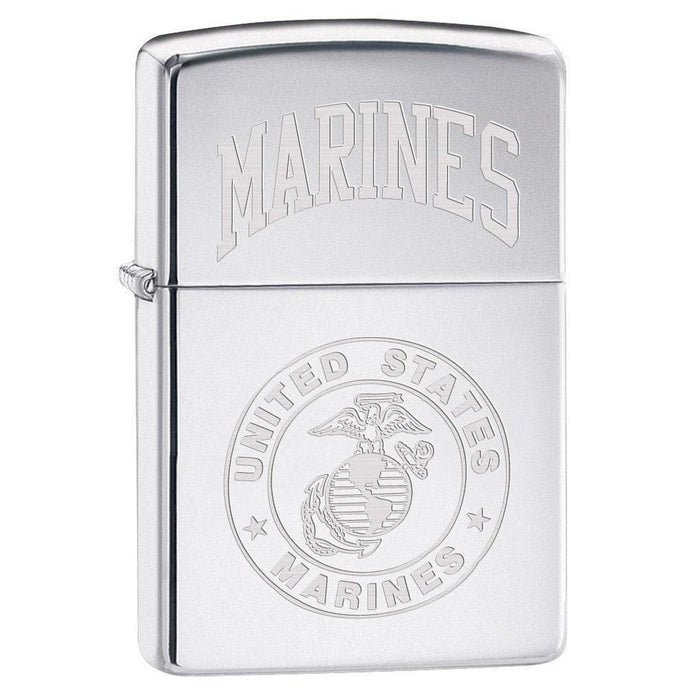 Zippo Lighter: USMC Marines Logo Engraved - High Polish Chrome 79437 (1975624925299)