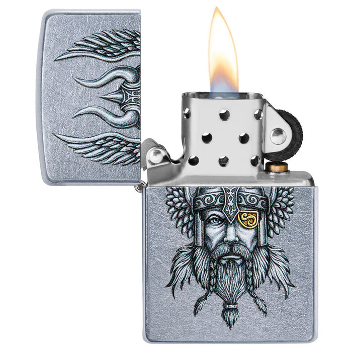 Zippo Lighter: Viking Warrior - Street Chrome 29871