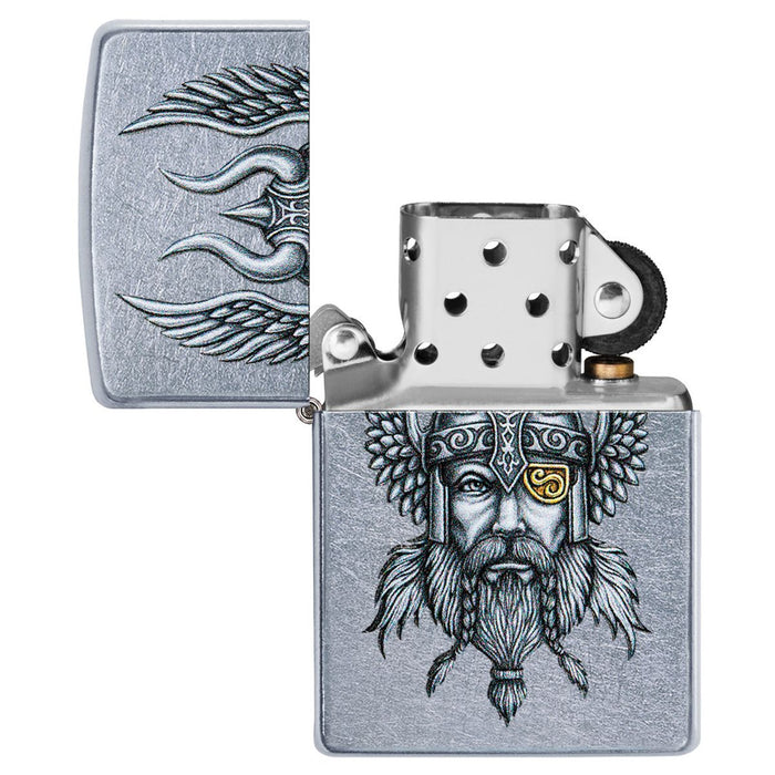 Zippo Lighter: Viking Warrior - Street Chrome 29871
