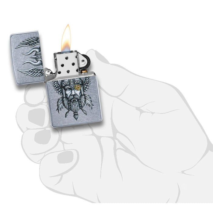 Zippo Lighter: Viking Warrior - Street Chrome 29871
