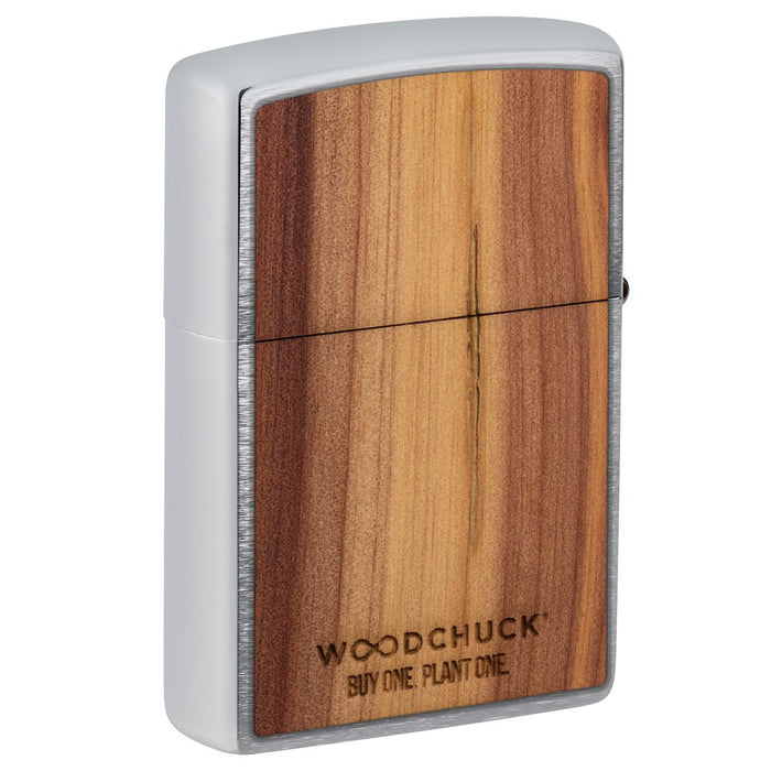 Zippo Lighter: Woodchuck Cedar Emblem - Brushed Chrome 29900