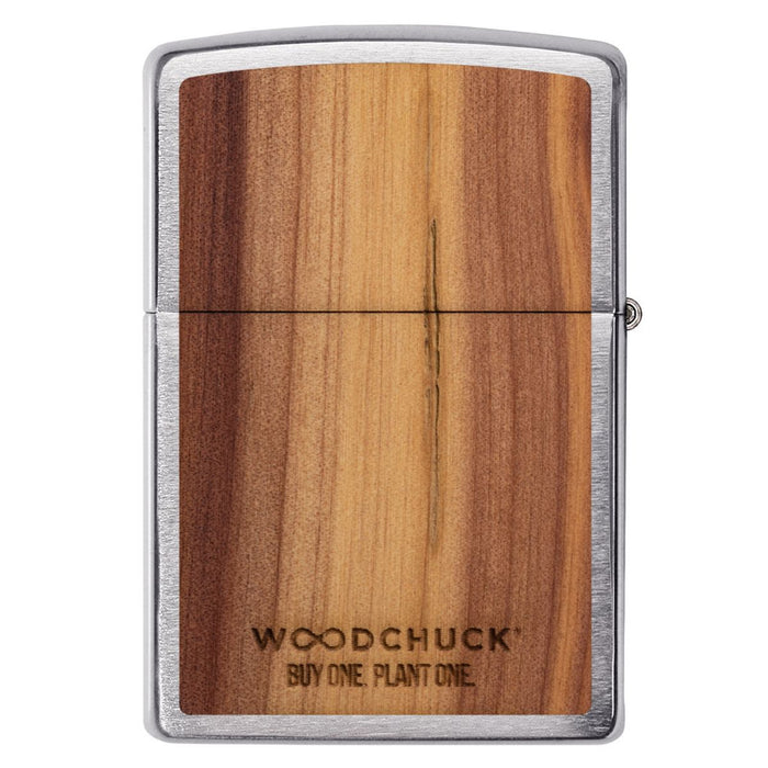 Zippo Lighter: Woodchuck Cedar Emblem - Brushed Chrome 29900