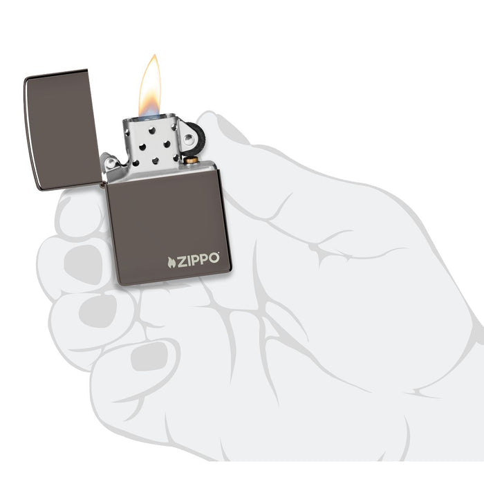 Zippo Lighter: Zippo Logo - Black Ice 150ZL