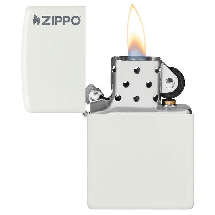Zippo Lighter: Zippo Logo - White Matte 214ZL