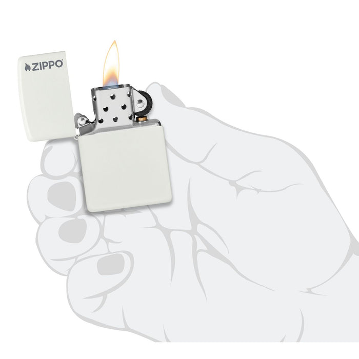 Zippo Lighter: Zippo Logo - White Matte 214ZL